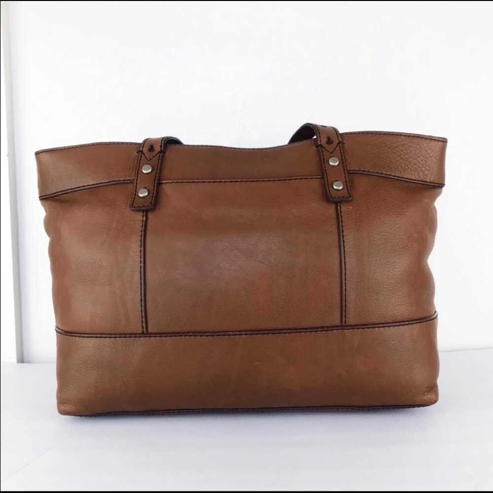 Fossil Long Live Vintage Rich Tan Rugged Leather Tote Carryall Shoulder Bag - Picture 11 of 15